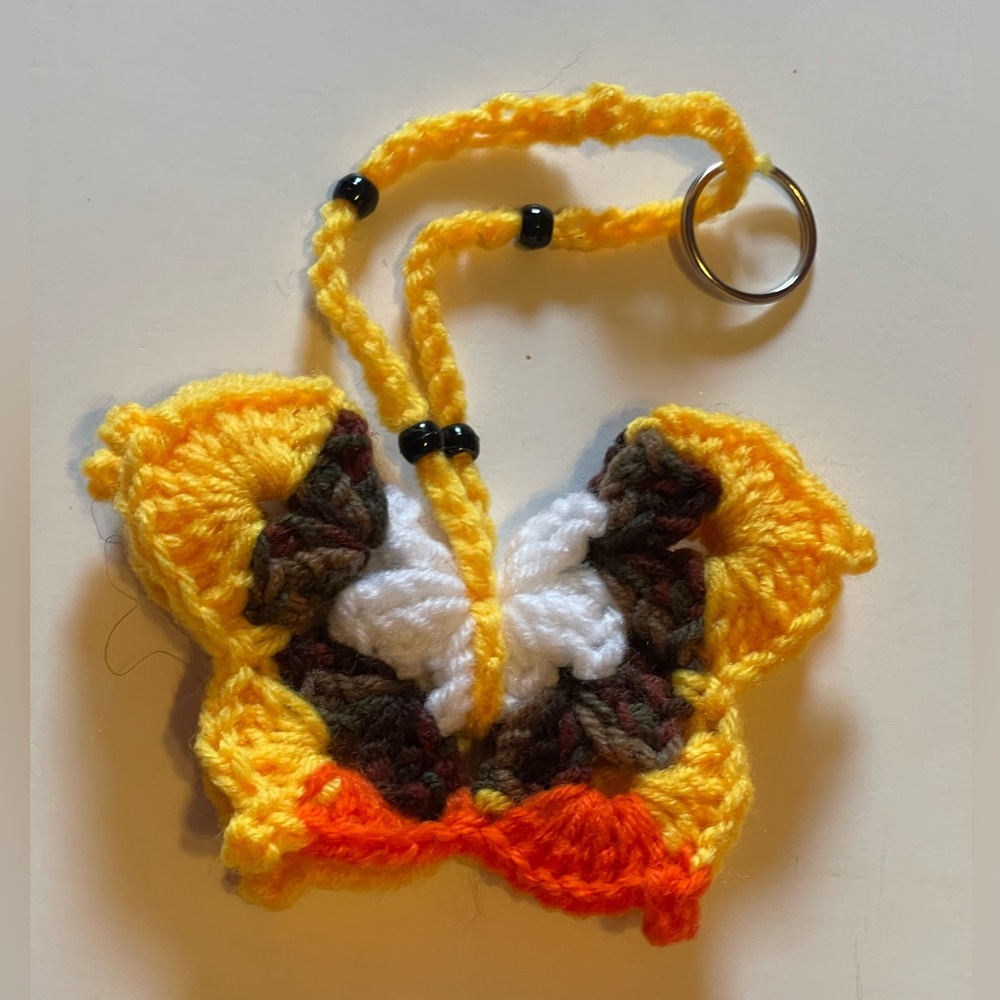 Crochet butterfly keyring